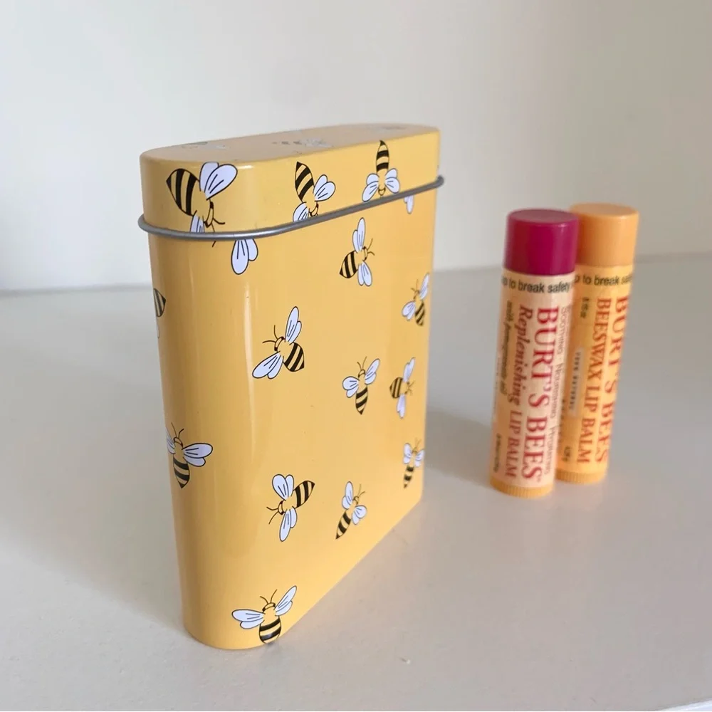 Burts bees chapstick tin case set